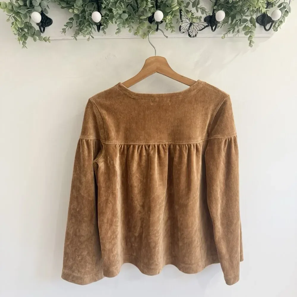 Madewell Texture & Thread Corduroy Swing Top Brown Size S O06 - Picture 2 of 5